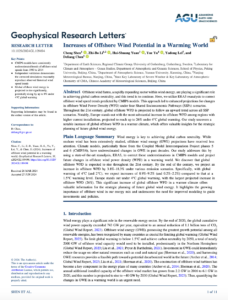 Increases of Offshore Wind Potential in a Warming World